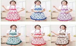 New Printed Apron with Pockets Waterproof Floral Bib Kitchen Soil Release Bowknot Home Textiles Breech Cloth SN11881382334