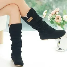 Boots 2024 Mid-tube Snow Hollow Cotton Thread Hook Lace Frosted Lady Large Size Women's Shoes