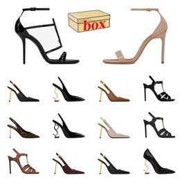With Box Luxury High Heels Patent Sandals Famous Designer Women Leather Platform Classics Slingback Pumps Slides Lady Heel Bottoms Suede Party Wedding Red Slippers