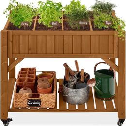 Planters Pots Outdoor garden bed made of wooden plants for herbs vegetables elevator with 8 pockets for herbal garden bedQ240517