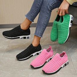 Casual Shoes Women Vulcanize Slip On Sock Female Breathable Sneakers Flat Loafers Zapatos De Mujer 43 44 45