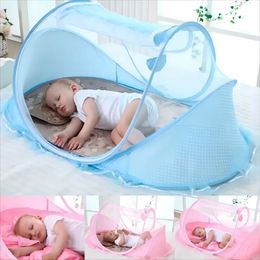 Folding Baby Mosquito Nets Portable Baby Bedding Crib Netting High Density Grids Tent for Summer Free Instal Sleeping Basket 240518