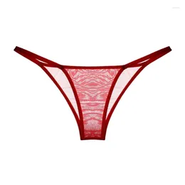 Women's Panties Women Sexy Thongs String Transparent Briefs Low Waist Lace Underwear Open BuThong Ultra-Thin See Through Lingerie Bikini