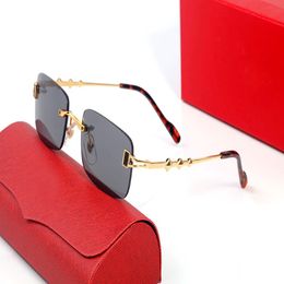 red lens sunglasses rectangular Yellow shape frameless sunglasses men women rimless sun glasses gold metal frame Eyewear lunettes fashi 310K