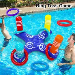 Sand Play Water Fun Inflatable Ring Throwing Ring Game Set Outdoor Summer Beach Water Toys Inflatable Ring Toys Swimming Pool Game Toys Q240517