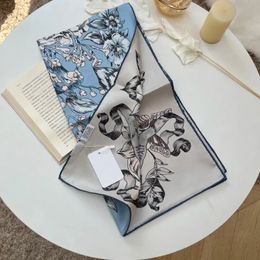 90cmX90cm Butterfly Around the World Womens Fashion Luxury Designer Square Silk Scarf Shawl Printed Turban Headscarf Hijab 24D 240517