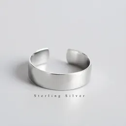 Cluster Rings 925 Sterling Silver Wide Band Ring With Minimalist Plain Surface - Chic Korean Personality Female Fashion Accessories