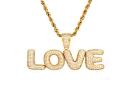 New Men039s Custom Name Small Bubble Letters Necklaces Pendant Ice Out Cubic Zircon Hip Hop Jewellery Rope Chain Two Color347N8629034