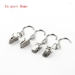 Hooks 1000pcs Movable Stainless Steel S Hook Curtain Clips Window Shower Rings Clamps