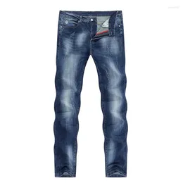 Men's Jeans Men Brand 2024 Summer Stretch Business Casual Slim Straight Blue Male Denim Pants Trousers Clothing
