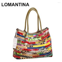 Totes Lomantina Stripes Genuine Leather Sexy Snake Pattern Travel Tote Women Designer Handbags Female Shoulder Bags Bolsa Purse