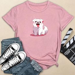 Women's T Shirts And Blouses 2024 Womens Fashion Cute Dog Print Round Neck Short Sleeve Sports Casual Korean Style Clothes