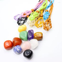 Decorative Figurines DIY Jewely Crystal Cage Necklace Holder Adjustable Length Empty Stone Pendant Hand-Woven Cord Chains