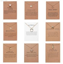 CR Jewellery Arrival Dogeared Necklace With Gift card Elephant Pearl Love Wings Cross Key Zodiac sign Compass lotus Pendant For wome6717639