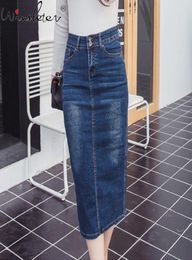 New Fashion Women Ladies High Waist Straight Denim Skirts Sexy Body Con Midi Skirt Stretchy B03222B 2103097166027