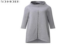 SCHMICKER Tunic Long Sweatshirt Women Turtleneck Longsleeve Zipper Up Loose Tops Pullovers Irregualr Sweat Shirt Robe Plus Size7604968