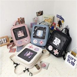 School Bags Cute Clear Kawaii Bag Backpack Pin Dispaly Transparent Rucksack Women Shoulder Girls Japanese Lolita Handbag