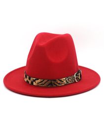 Leopard Felt Fedora Hat wide Brim Cap Men Women Jazz Panama caps Formal Hats Ladies Woman Girls Trilby Chapeau Winter Fashion Acce7038446