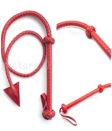 Bondage Red Long Queen Sexy Whip Flogger Handle Tassels Restraint riding crop leather R463147941