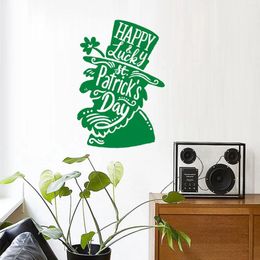 Wall Stickers Happy St. Patrick's Day Sticker Green Letters Decorative DIY Holiday Background Wallpaper Glass Window Decor Decal