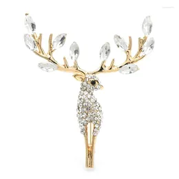 Brooches Wuli&baby Lucky Deer For Women Unisex 2-color Rhinestone Beautiful Christmas Animal Party Office Brooch Pins Gifts