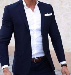 Navy Blue Men Suits Custom Made Light Weight Breathable Blue Man Suit 2 Pieces Cool Tailor Made Summer Wedding Attire For Men2737548