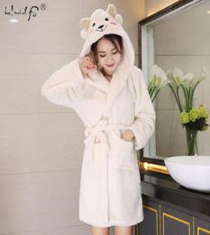 Thick Sleepwear Winter Cute Warm Bathrobes Women Cartoon Sheep Bath Robe Dressing Plus Size Soft Gown Bridesmaid Robes Female6655514