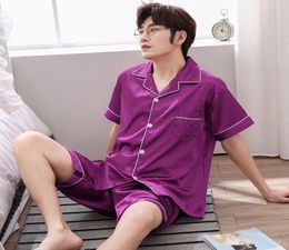 Soutong Summer Men039s Pyjamas Homme Sets Polyester Soft Comfortable Pyjamas Short Sleeved Male Sleep Pant Short Home Set Sleep9651132