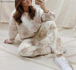 New Tie Dye Loose Tracksuits Lounge Wear Women Casual Two Piece Set Autumn Street Tops And Pants Jogger Suit 2pcs Outfits 2010086535758
