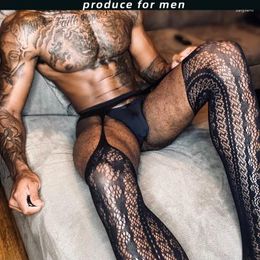 Men's Socks Tube Stocking Business Dress One-piece Sheer Exotic Formal Wear Crotchless Men Sexy