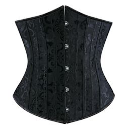 Sexy Black Brocade Steel Boned LaceUp Underbust Corset Body slimming Shaper Waist Trainer Bustiers 2494210