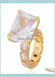 Europe And America Yellow Gold Plated Bling Ice Out Big Diamond Cz Stone For Nice Jewellery Z209S Band Rings Dr1Gp3679915