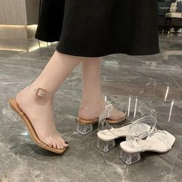 Casual Shoes Open Toe Med Block Heels Comfort For Women 2024 Sandals Large Size Suit Female Beige Peep Medium Chunky Square Low Big