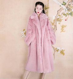 2020 Winter Women High Quality Faux Mink Fur Coat Luxury Long Fur Coat Lapel OverCoat Thick Warm Plus Size Female Plush Coats Y0821056639