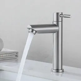 Bathroom Sink Faucets Basin Faucet 304 Stainless Steel Single Cold Water Tap Black Silver Color Deck Mounted G1/2