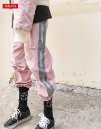 2018 Brand 3m Reflective Side Stripe Letter Track Pants Autumn Men Women Pink Casual Windbreaker Sweatpants Joggers Trousers Y19076084631