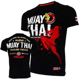 Men's T-Shirts Muay Thai T-shirt Running Fitness Sports T-shirt Mens Outdoor Boxing Wrestling Athletic Clothing Summer Womens Clothing Sports Shirt Q240517