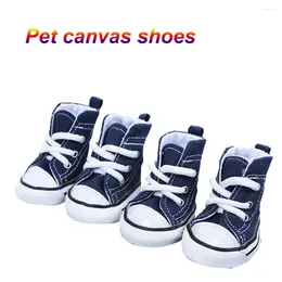 Dog Apparel 4PCS/Set Anti-skidding Denim Canvas Shoes Pet Waterproof Sneakers Breathable Booties