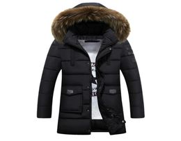 2018 Winter Thick Warm Mens Long Padded Jacket Hooded Puffer Coat Real Fur Collar Parka Homme 3XL 4XL Plus Size Chaquetas Hombre8416505