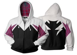 Hooded Halloween 3D Printed Spider Gwen Stacy Spider Hoodies Unisex Streetwear Men039s Casual Zip Up Sweatshirt Costume Coat9444567