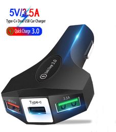 3 Ports Fast Car Charger Type C And USB Charging Adapter QC 30 5V 35A With Qualcomm Quick Charge Technology For iPhone Samsung M2785212