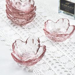 Plates Japanese Colour Glass Cherry Blossom Plate Creative Pink Household Seasoning Dipping Soy Sauce Tableware Set