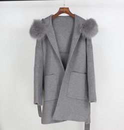 OFTBUY 2020 Real Fur Coat Winter Jacket Women Loose Natural Fur Collar Cashmere Wool Blends Outerwear Streetwear Oversize6774654
