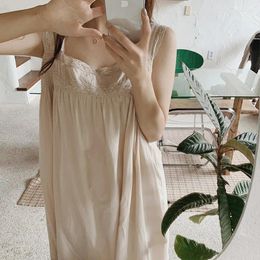 Women's Sleepwear Pajama Cotton Women Korean Sleeveless Sexy Nightgown Summer Sweet Princess Soft Nightwears For Ladies Camisolas Dress