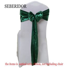 5 Pieces Green White Satin Chair Sash Ribbon 16x275cm For Wedding Event Party Favour el Banquet Ceremony Decoration 240513