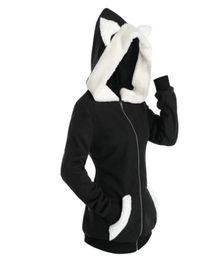 Unisex Long Sleeve Cosplay Cat Ear Faux Fur Zipper Hoodie Sweatshirt Harajuku Hoodies Girls Gothic Sweatshirts Tops Pullovers374065070723