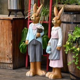 Garden Decorations Large Cute Couple Outdoor Courtyard Statue Of Sculpture Creative Landing Horticultural Decor Simulation Animal