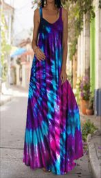 Oversized Dress Women Tiedye 3D print Long Maxi dress Summer bohemian strap offshoulder Big Swing Party dresses Plus Size 5XL3479610