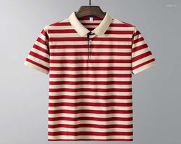 Men039s Polos 2022 Summer Classic Short Sleeve Polo Shirt Slim Oversized Top Cotton Striped Casual Retro7687318