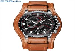 2020 Relogio Masculino CRRJU Men039s Luxury Sport Quartz Watches Top Brand Luxury Male Military Waterproof Wristwatch Leather W8783281